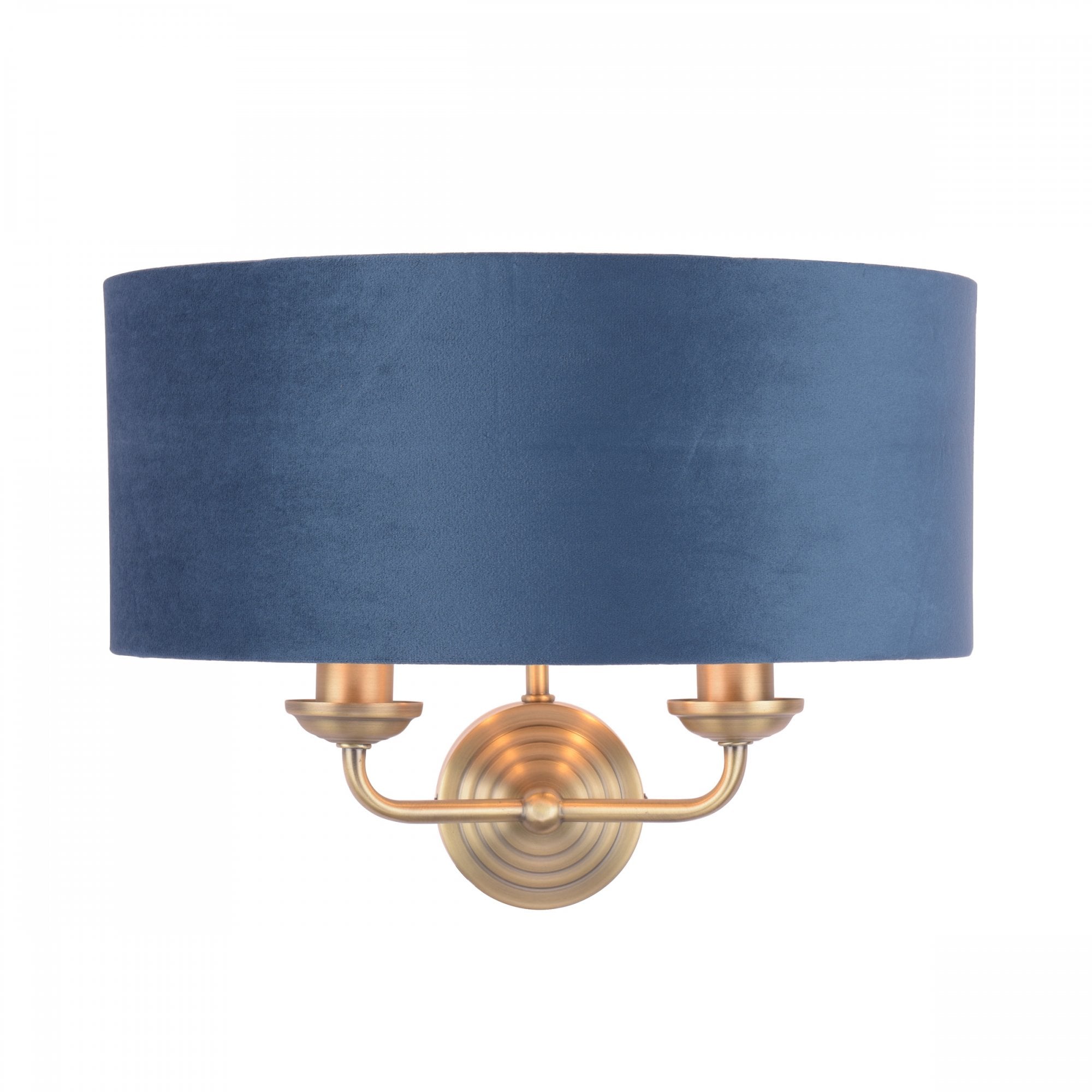 Sorrento 2 Light Wall Light In Antique Brass Finish With Blue Shade LA3756238-Q