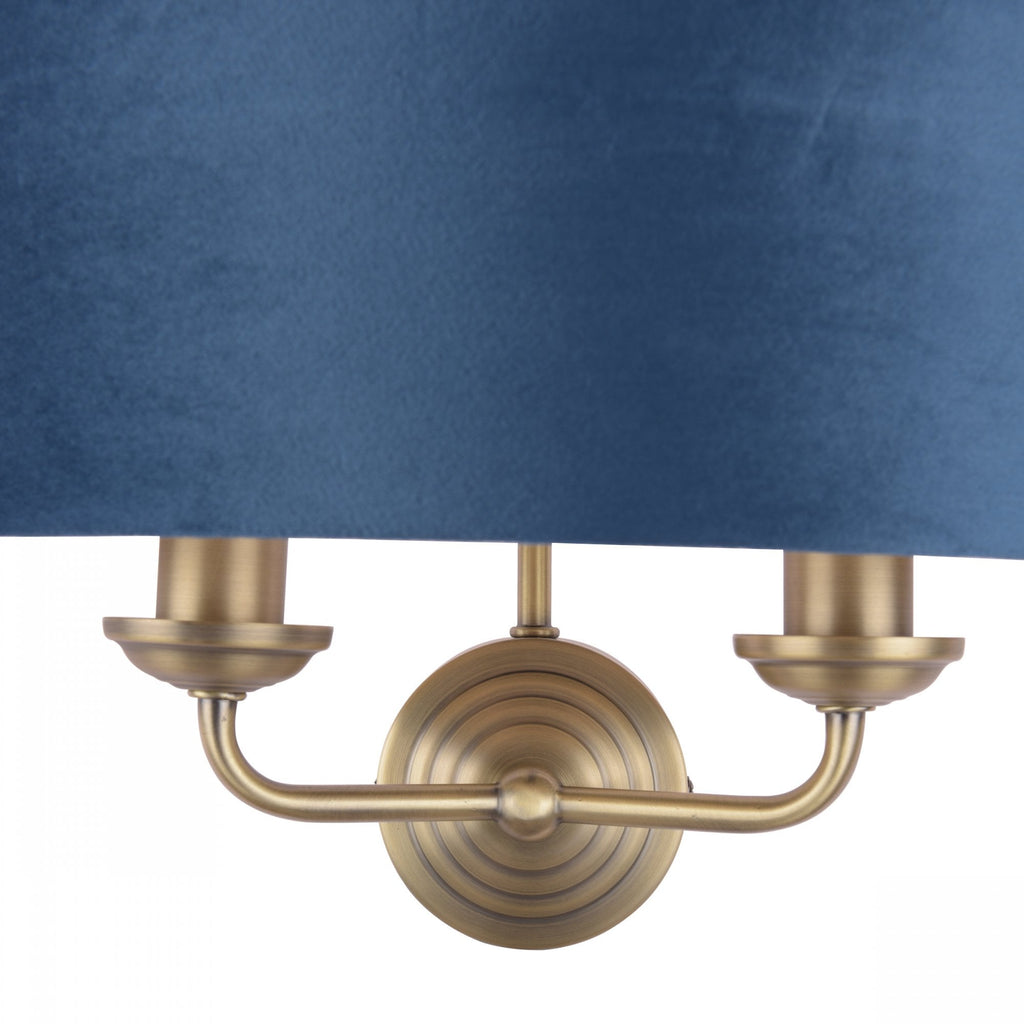 Sorrento 2 Light Wall Light In Antique Brass Finish With Blue Shade LA3756238-Q