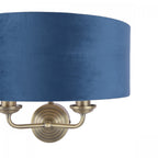 Sorrento 2 Light Wall Light In Antique Brass Finish With Blue Shade LA3756238-Q