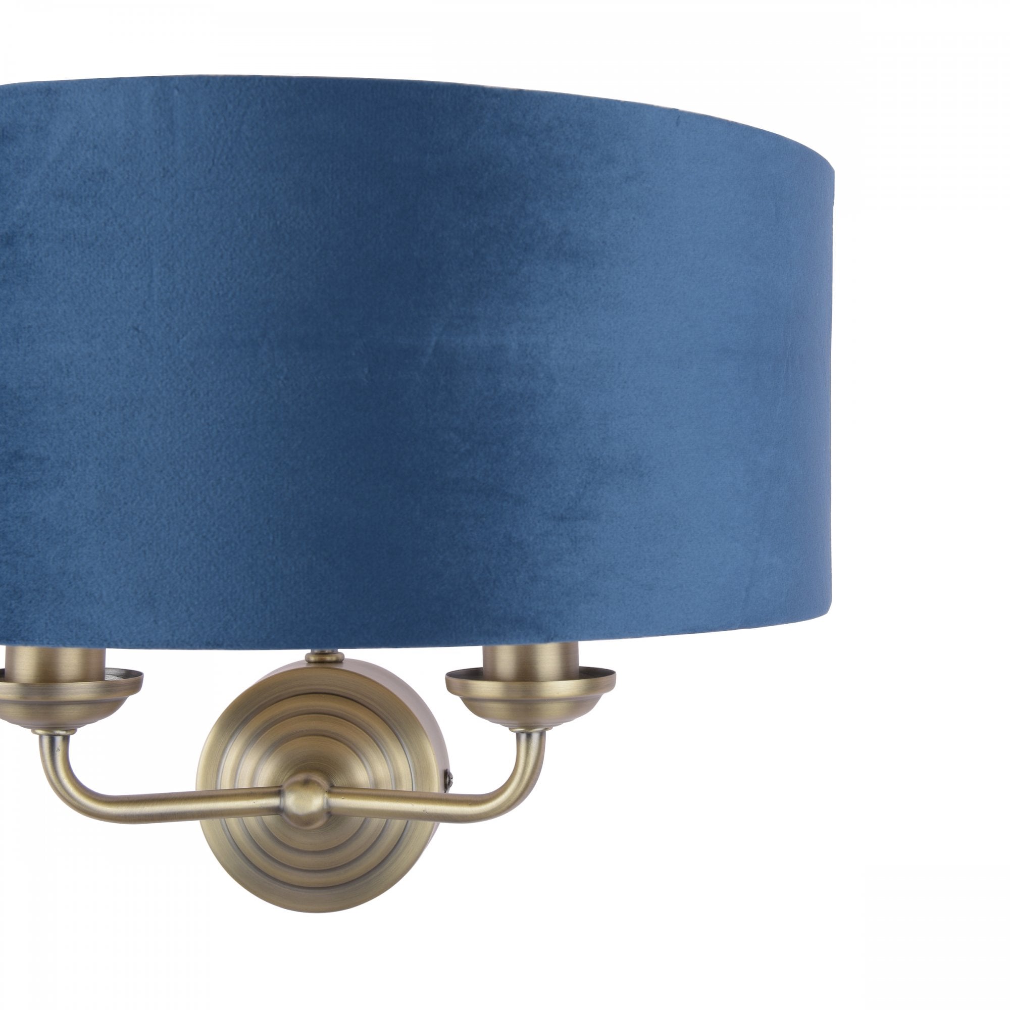 Sorrento 2 Light Wall Light In Antique Brass Finish With Blue Shade LA3756238-Q