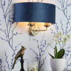Sorrento 2 Light Wall Light In Antique Brass Finish With Blue Shade LA3756238-Q