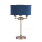 Sorrento 3 Light Table Lamp In Antique Brass Finish With Blue Shade LA3756234-Q