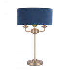 Sorrento 3 Light Table Lamp In Antique Brass Finish With Blue Shade LA3756234-Q