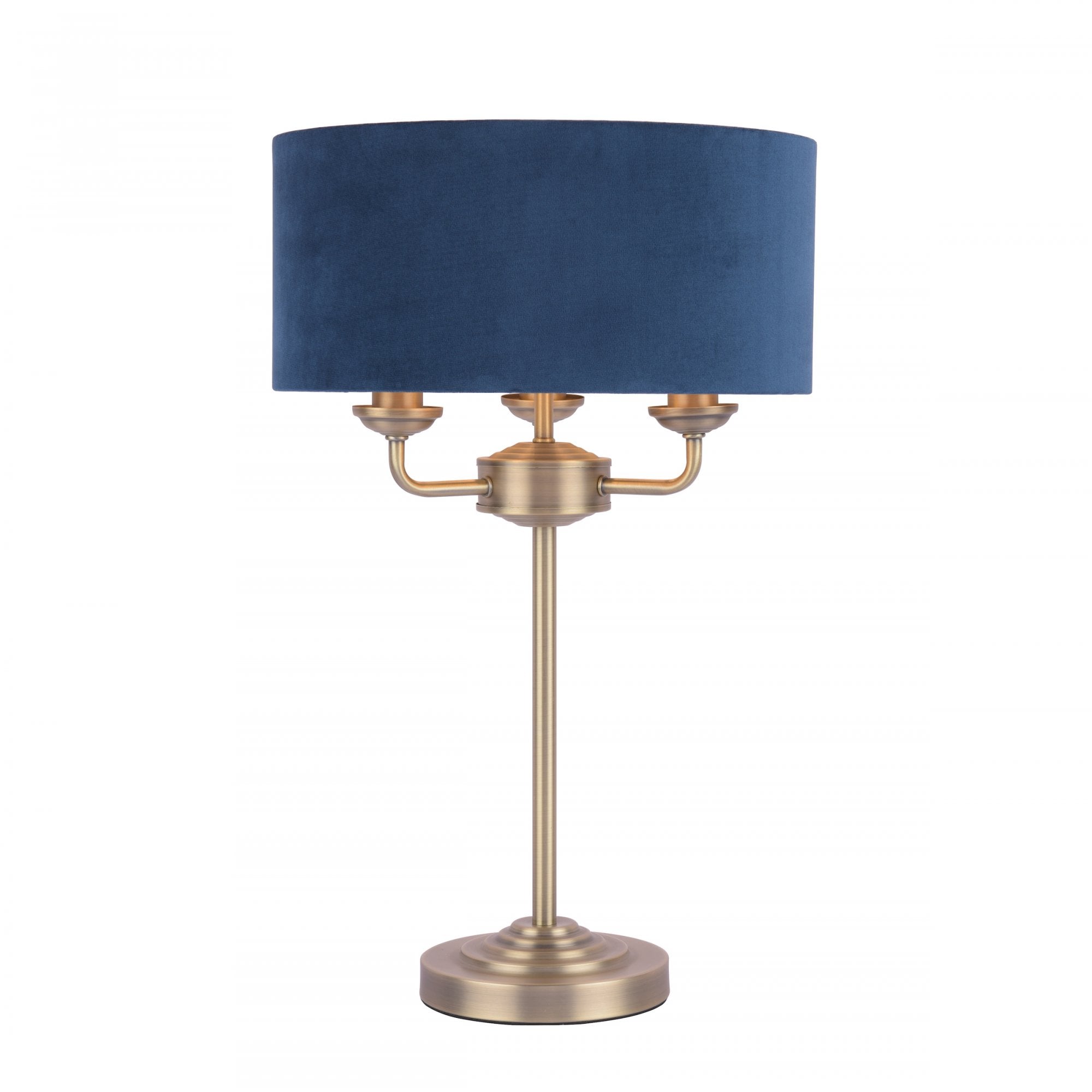 Sorrento 3 Light Table Lamp In Antique Brass Finish With Blue Shade LA3756234-Q