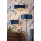 Sorrento 3 Light Table Lamp In Antique Brass Finish With Blue Shade LA3756234-Q