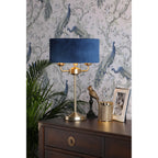 Sorrento 3 Light Table Lamp In Antique Brass Finish With Blue Shade LA3756234-Q