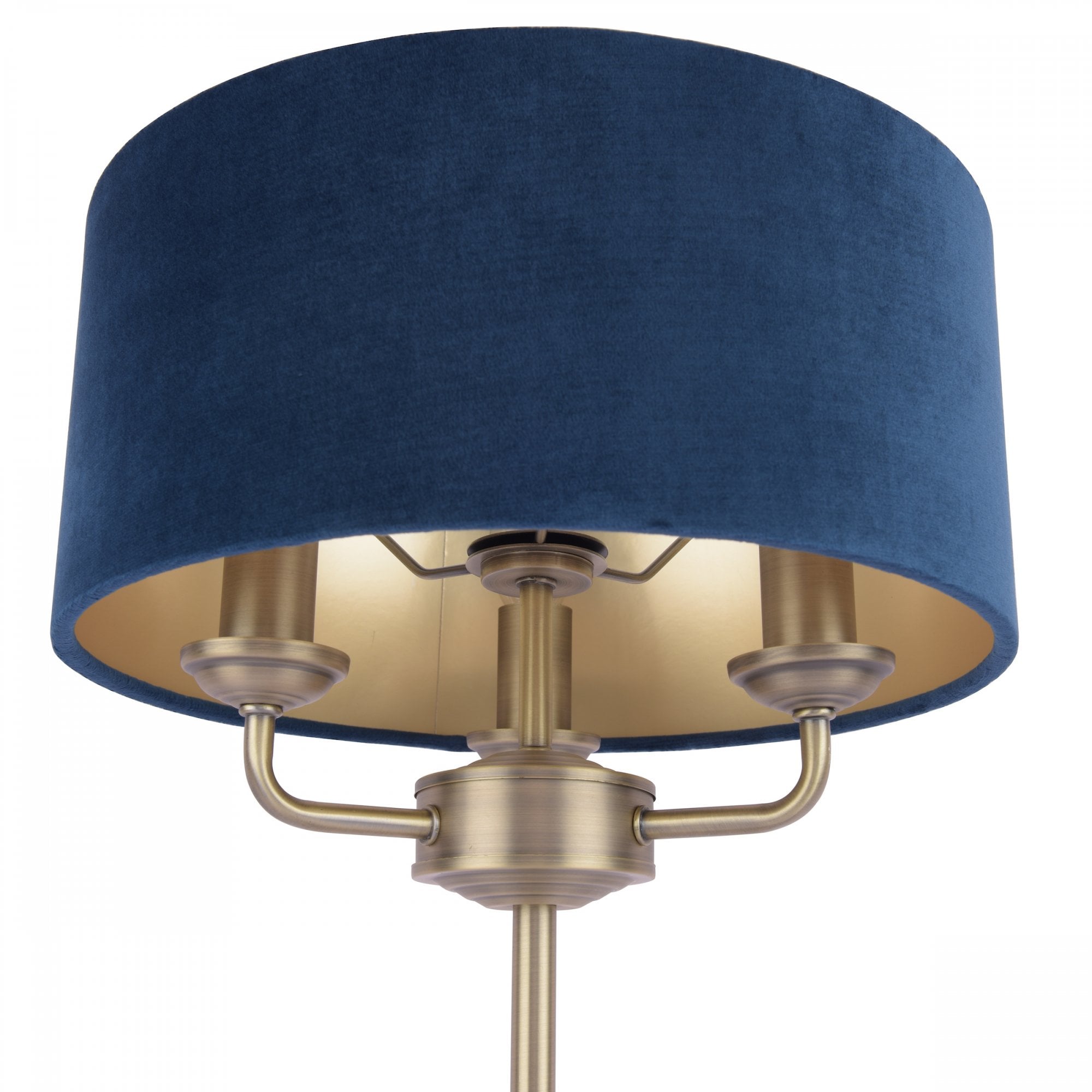 Sorrento 3 Light Table Lamp In Antique Brass Finish With Blue Shade LA3756234-Q