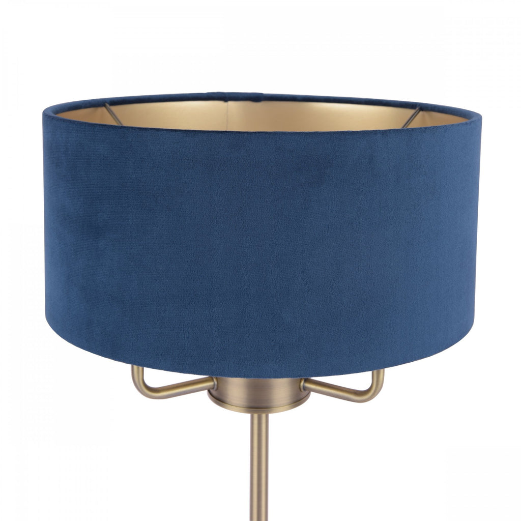 Sorrento 3 Light Table Lamp In Antique Brass Finish With Blue Shade LA3756234-Q