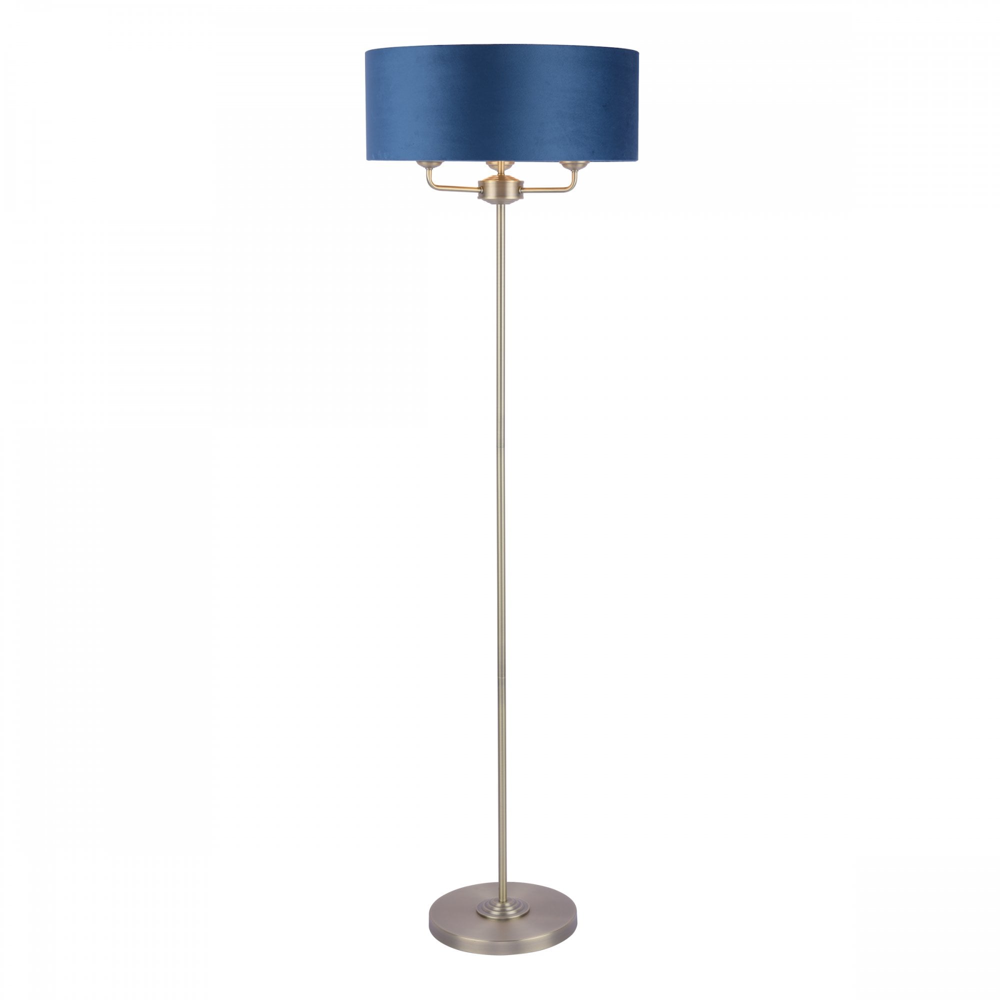 Sorrento 3 Light Floor Lamp In Antique Brass Finish With Blue Shade LA3756235-Q