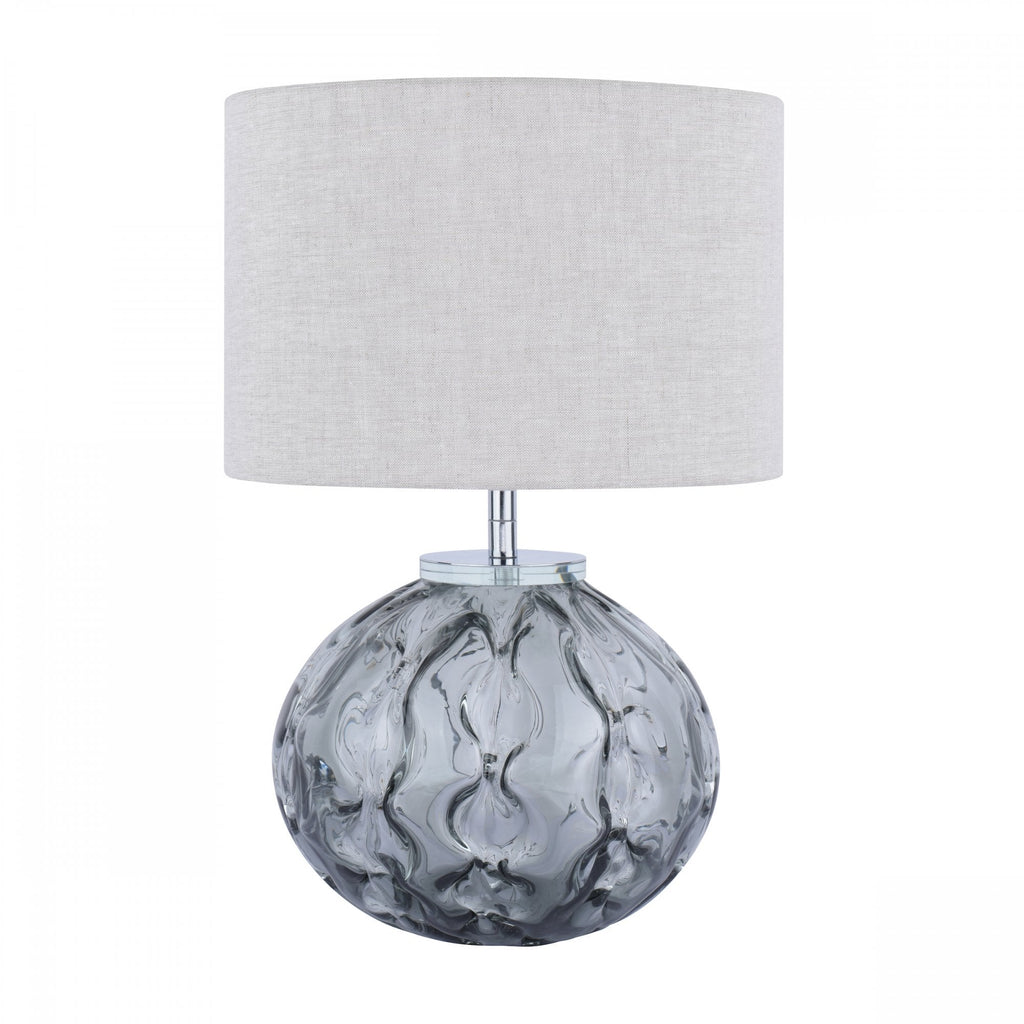 Elderdale Smoked Glass Table Lamp In Polished Chrome Finish With Shade LA3756210-Q