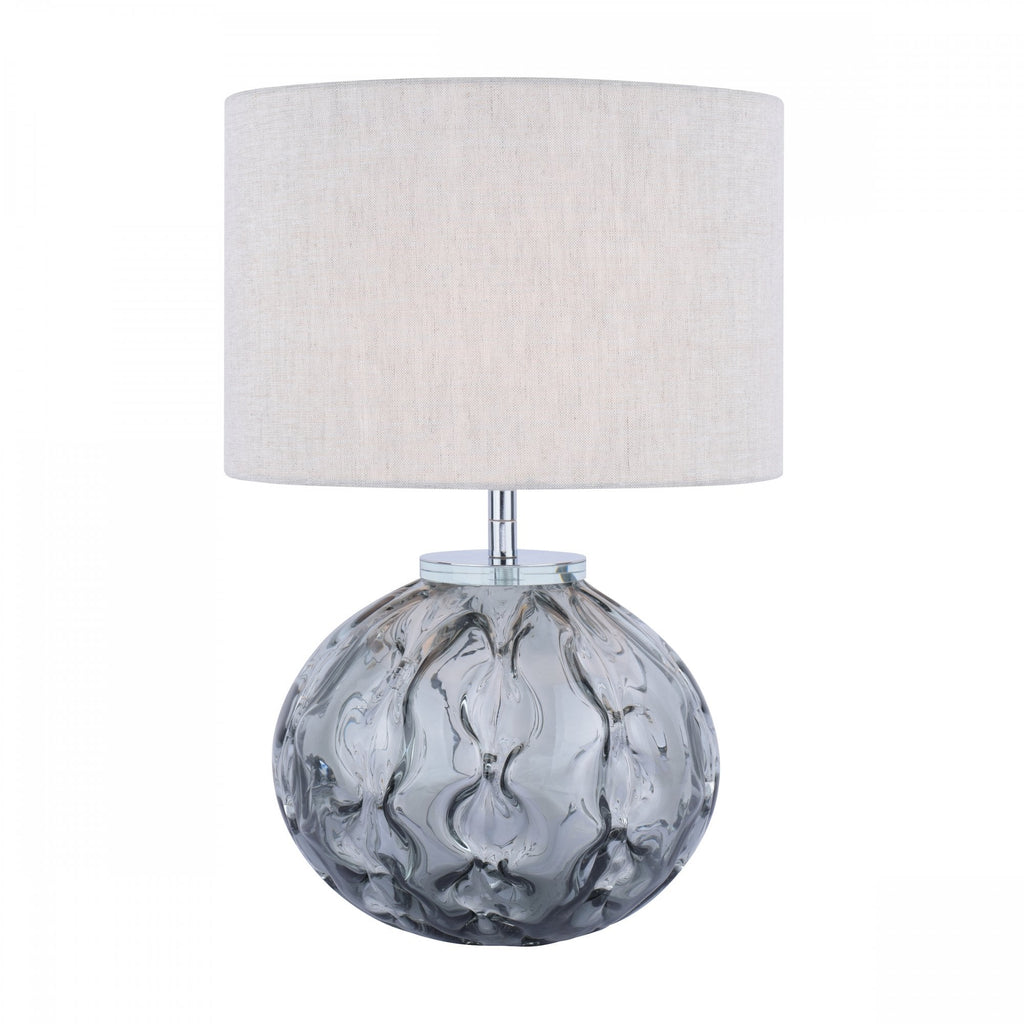 Elderdale Smoked Glass Table Lamp In Polished Chrome Finish With Shade LA3756210-Q