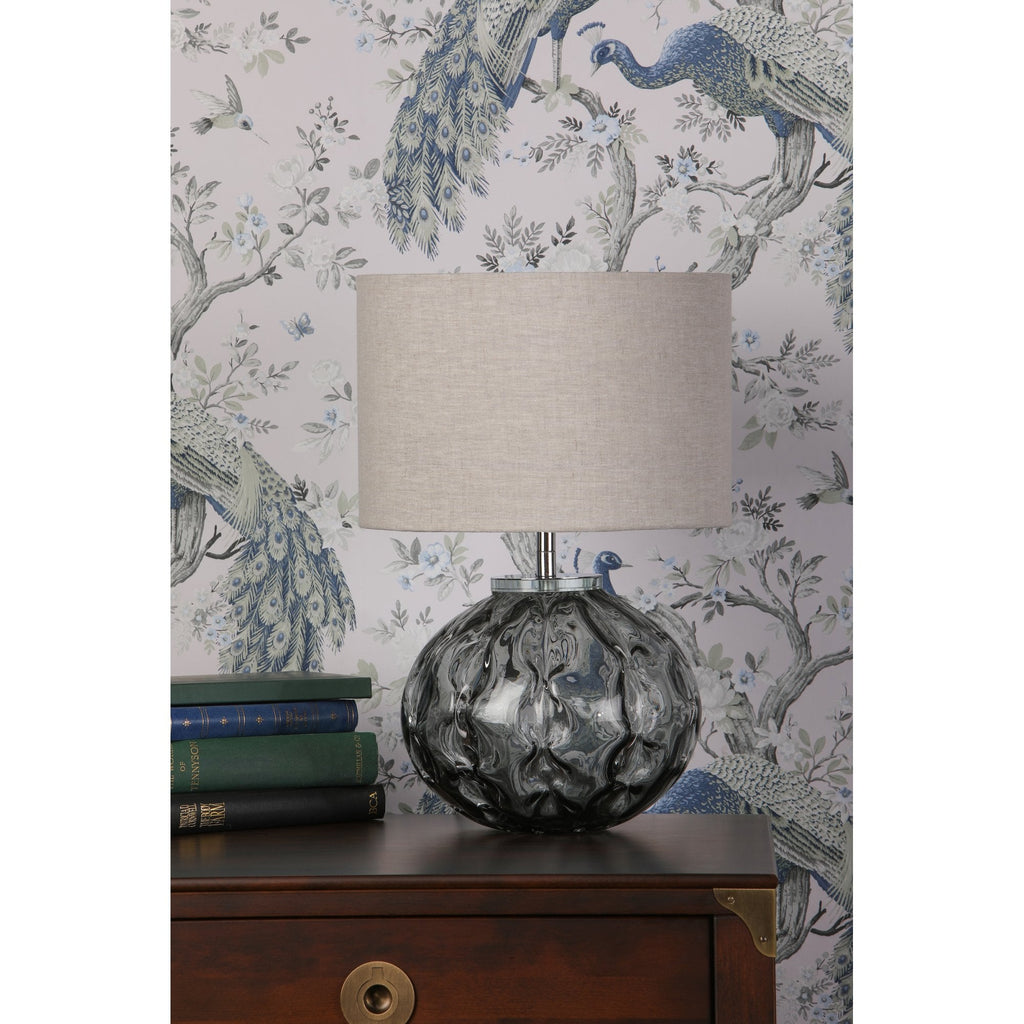 Elderdale Smoked Glass Table Lamp In Polished Chrome Finish With Shade LA3756210-Q