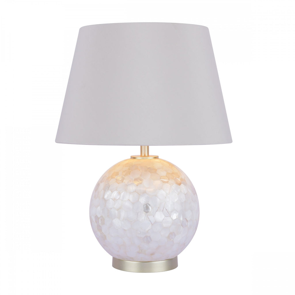 Mathern Table Lamp Cream Shell Base With Ivory Faux Silk Shade LA3756214-Q