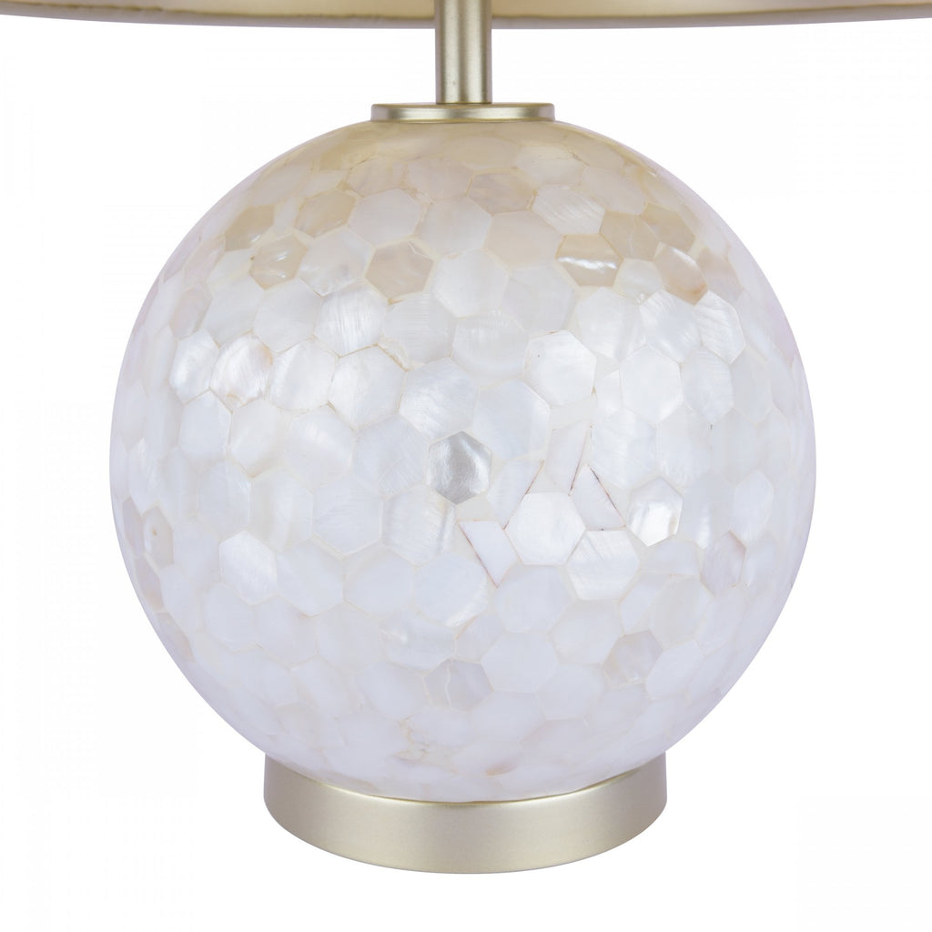 Mathern Table Lamp Cream Shell Base With Ivory Faux Silk Shade LA3756214-Q