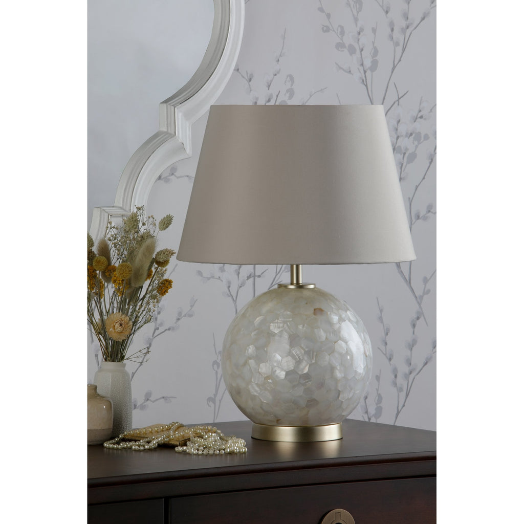 Mathern Table Lamp Cream Shell Base With Ivory Faux Silk Shade LA3756214-Q