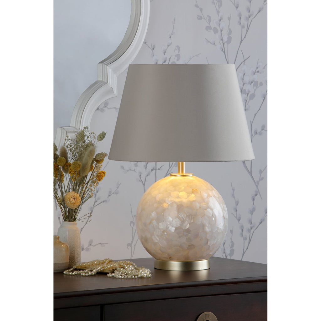 Mathern Table Lamp Cream Shell Base With Ivory Faux Silk Shade LA3756214-Q