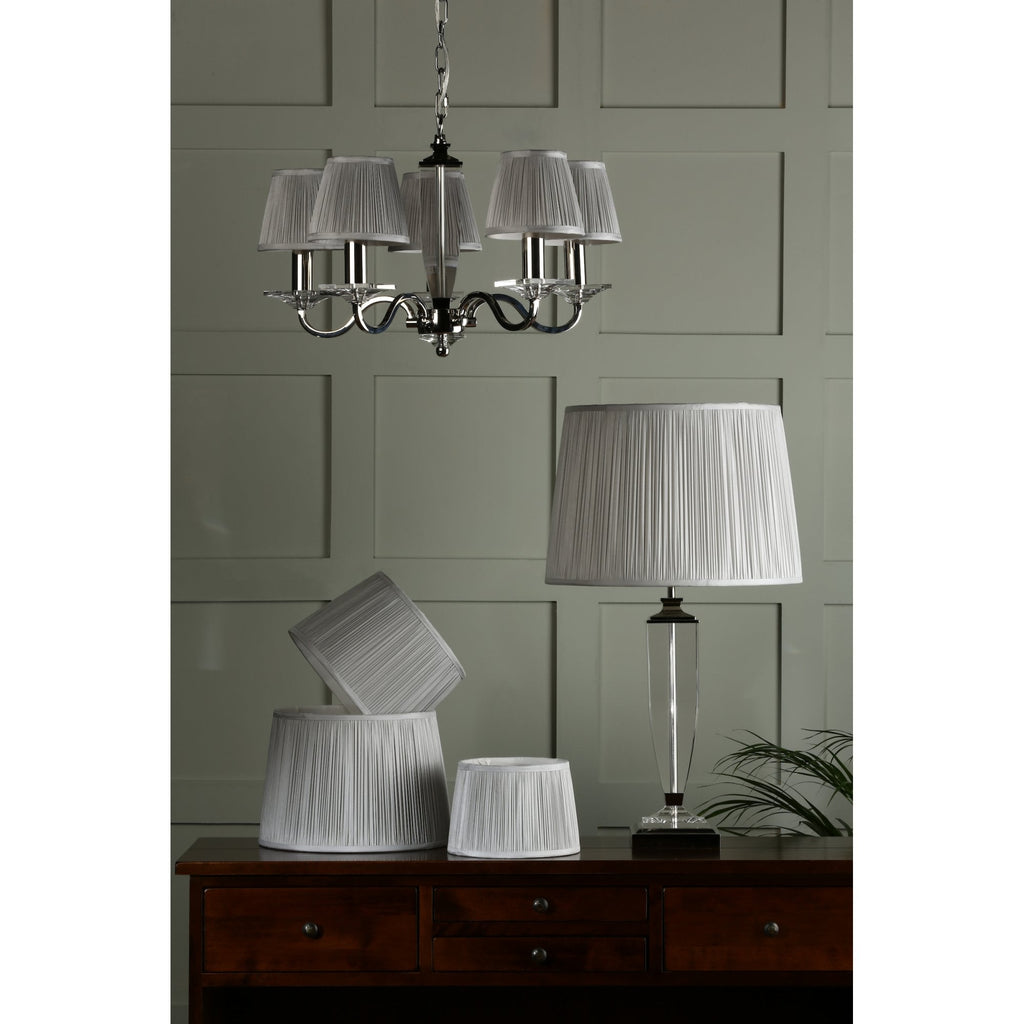 Hemsley Pleated Empire Drum Silk Shade In Silver 35cm/14 Inch LA3756305-Q