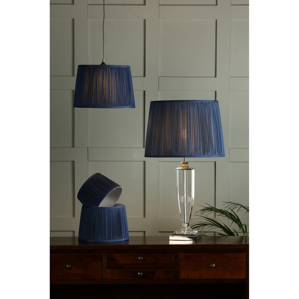 Hemsley Pleated Empire Drum Silk Shade In Blue 35cm/14 Inch LA3756307-Q