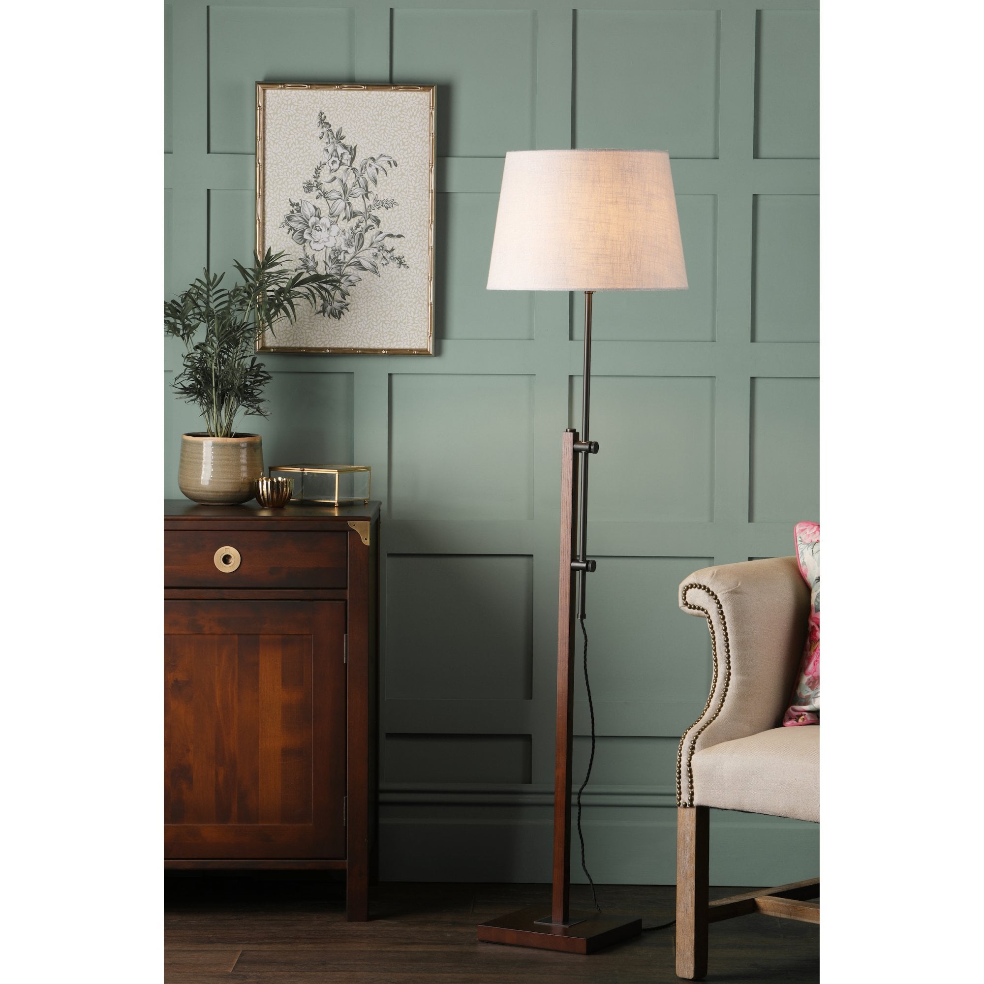 Burdale Adjustable Floor Lamp Base Only In Dark Wood Finish LA3756225-Q