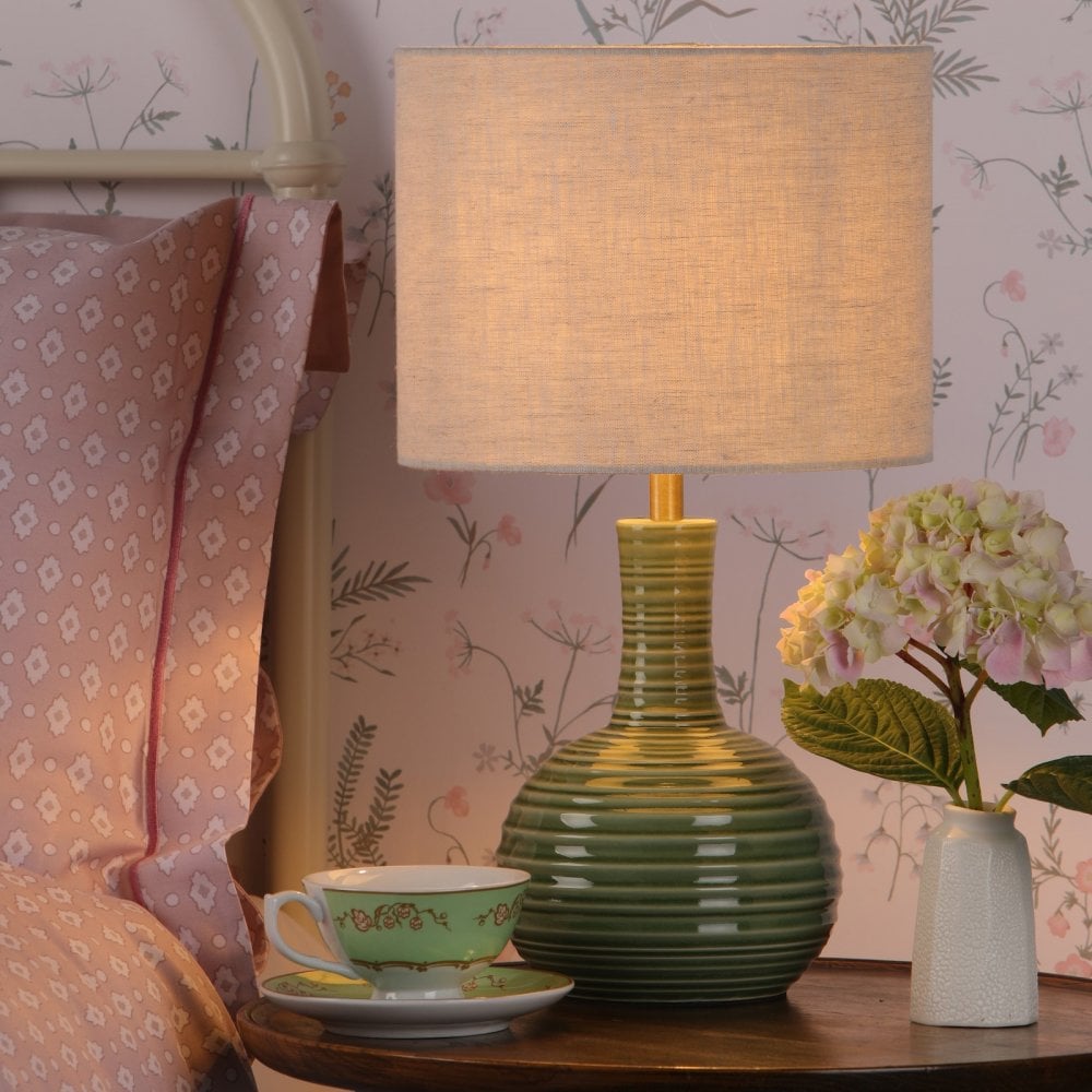 Padley Green Ceramic Table Lamp Green With Linen Shade LA3756231-Q