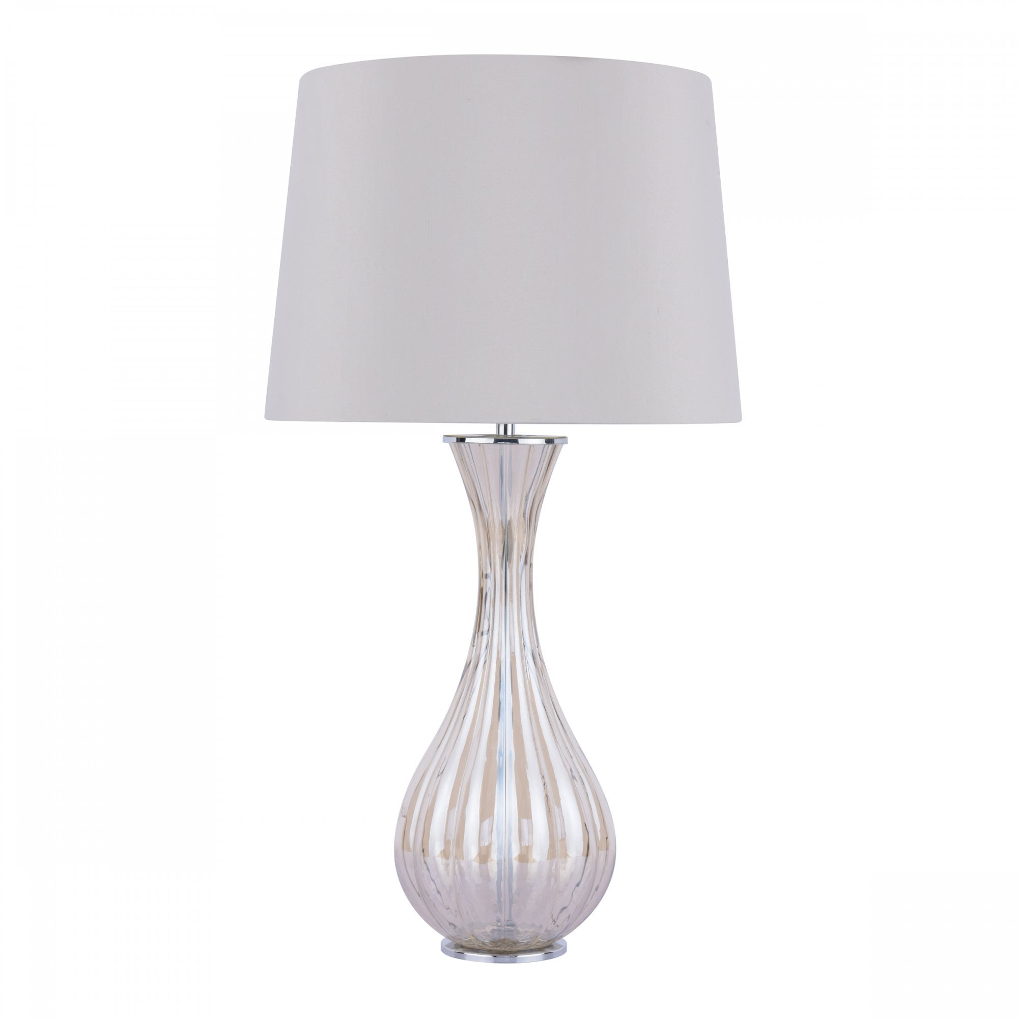 Nevern Elegant Champagne Glass Table Lamp With Silk Faux Shade LA3756239-Q
