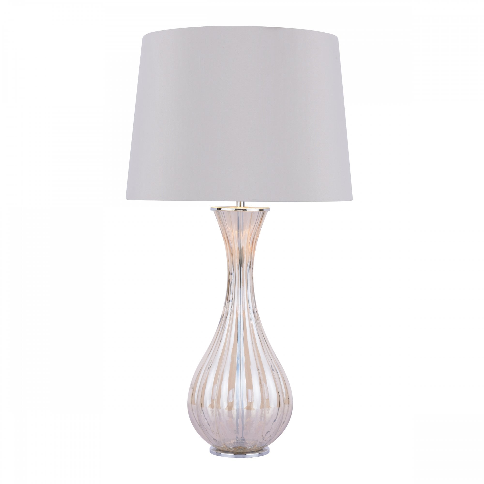 Nevern Elegant Champagne Glass Table Lamp With Silk Faux Shade LA3756239-Q