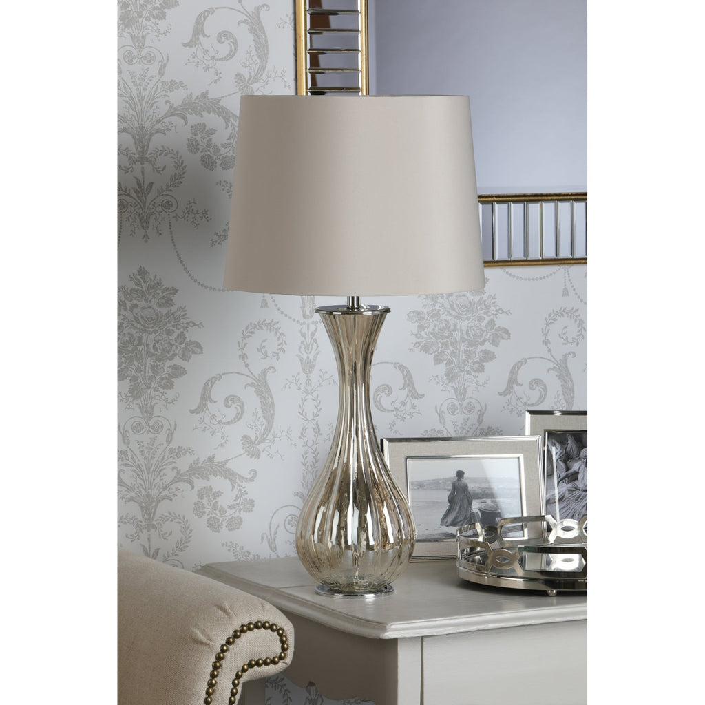 Nevern Elegant Champagne Glass Table Lamp With Silk Faux Shade LA3756239-Q