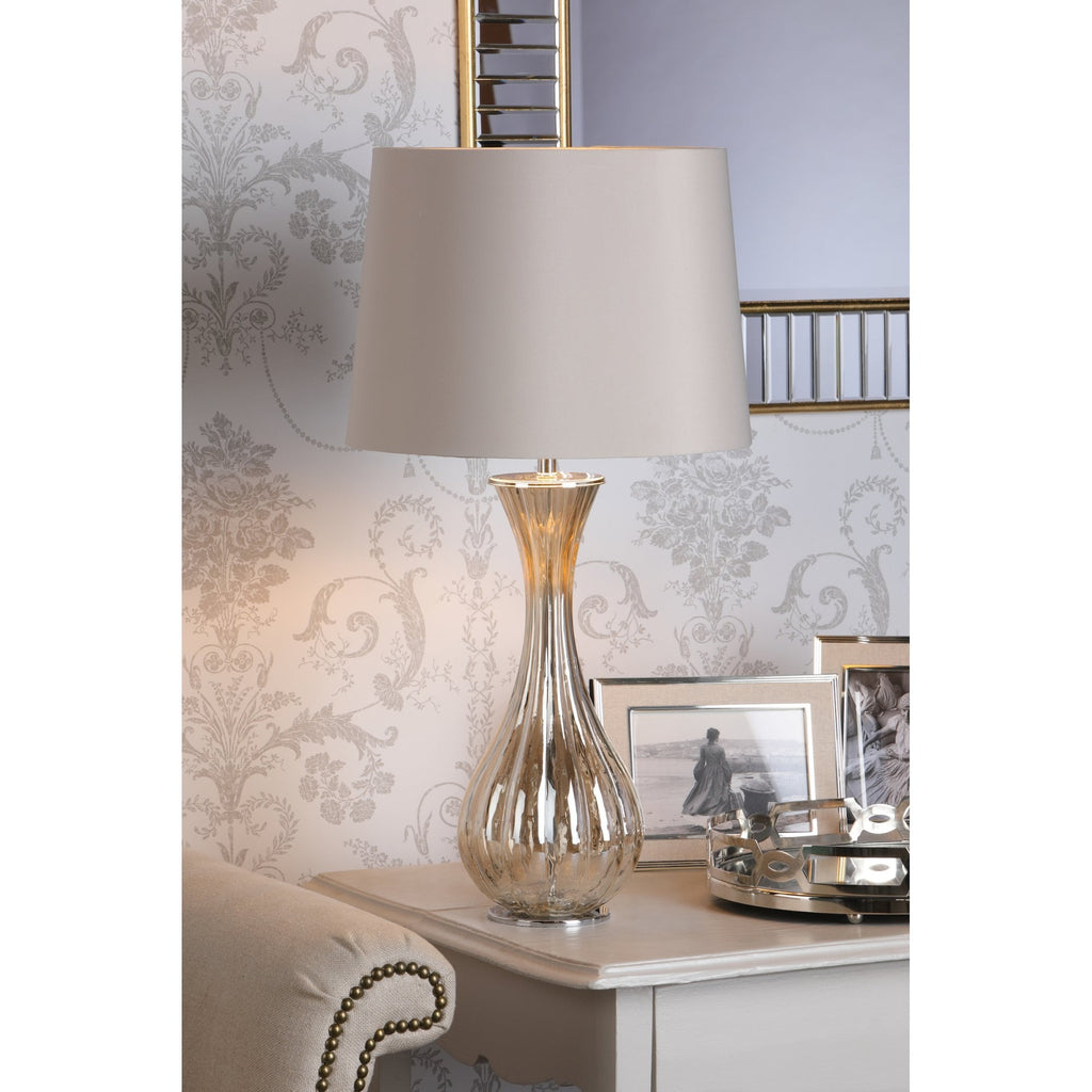 Nevern Elegant Champagne Glass Table Lamp With Silk Faux Shade LA3756239-Q