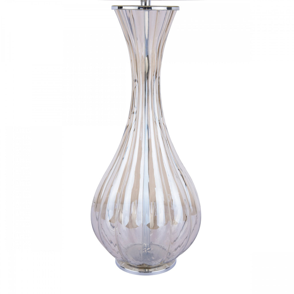 Nevern Elegant Champagne Glass Table Lamp With Silk Faux Shade LA3756239-Q