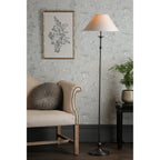 Ludchurch Floor Lamp In Industrial Black Finish With Linen Shade LA3756241-Q