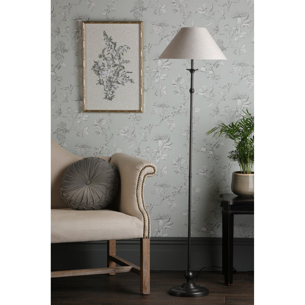 Ludchurch Floor Lamp In Industrial Black Finish With Linen Shade LA3756241-Q