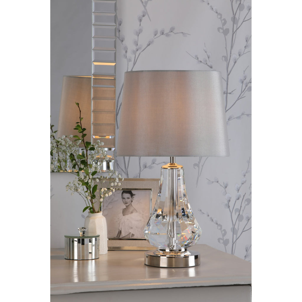 Humby Crystal Touch Table Lamp In Polished Nickel With Silk Shade LA3756244-Q