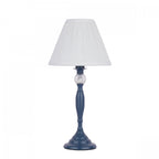 Ellis Table Lamp In Matt Blue Finish With Crystal Ball And Cream Shade LA3756268-Q