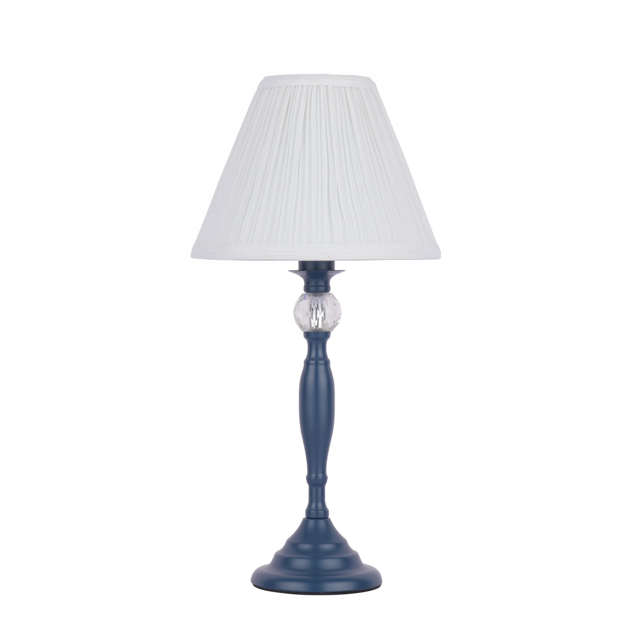 Ellis Table Lamp In Matt Blue Finish With Crystal Ball And Cream Shade LA3756268-Q