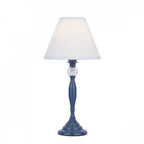 Ellis Table Lamp In Matt Blue Finish With Crystal Ball And Cream Shade LA3756268-Q
