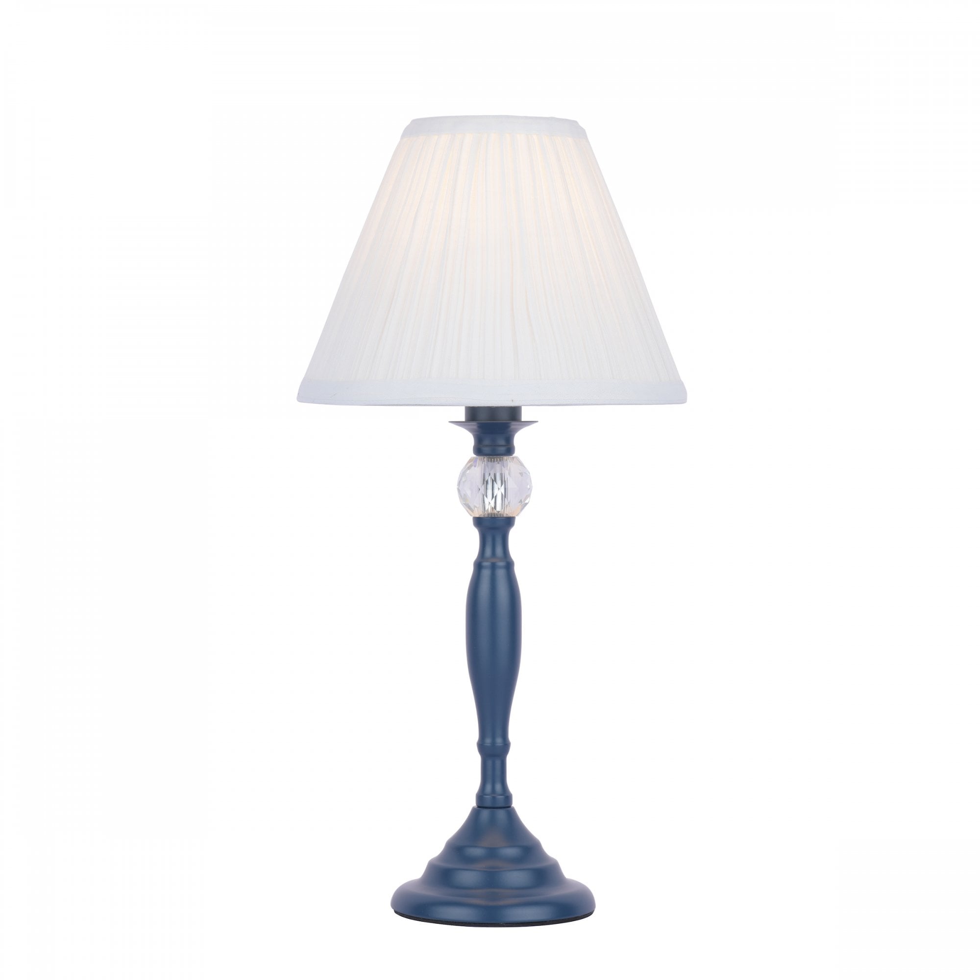 Ellis Table Lamp In Matt Blue Finish With Crystal Ball And Cream Shade LA3756268-Q