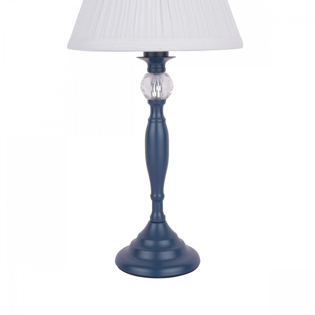 Ellis Table Lamp In Matt Blue Finish With Crystal Ball And Cream Shade LA3756268-Q
