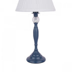 Ellis Table Lamp In Matt Blue Finish With Crystal Ball And Cream Shade LA3756268-Q