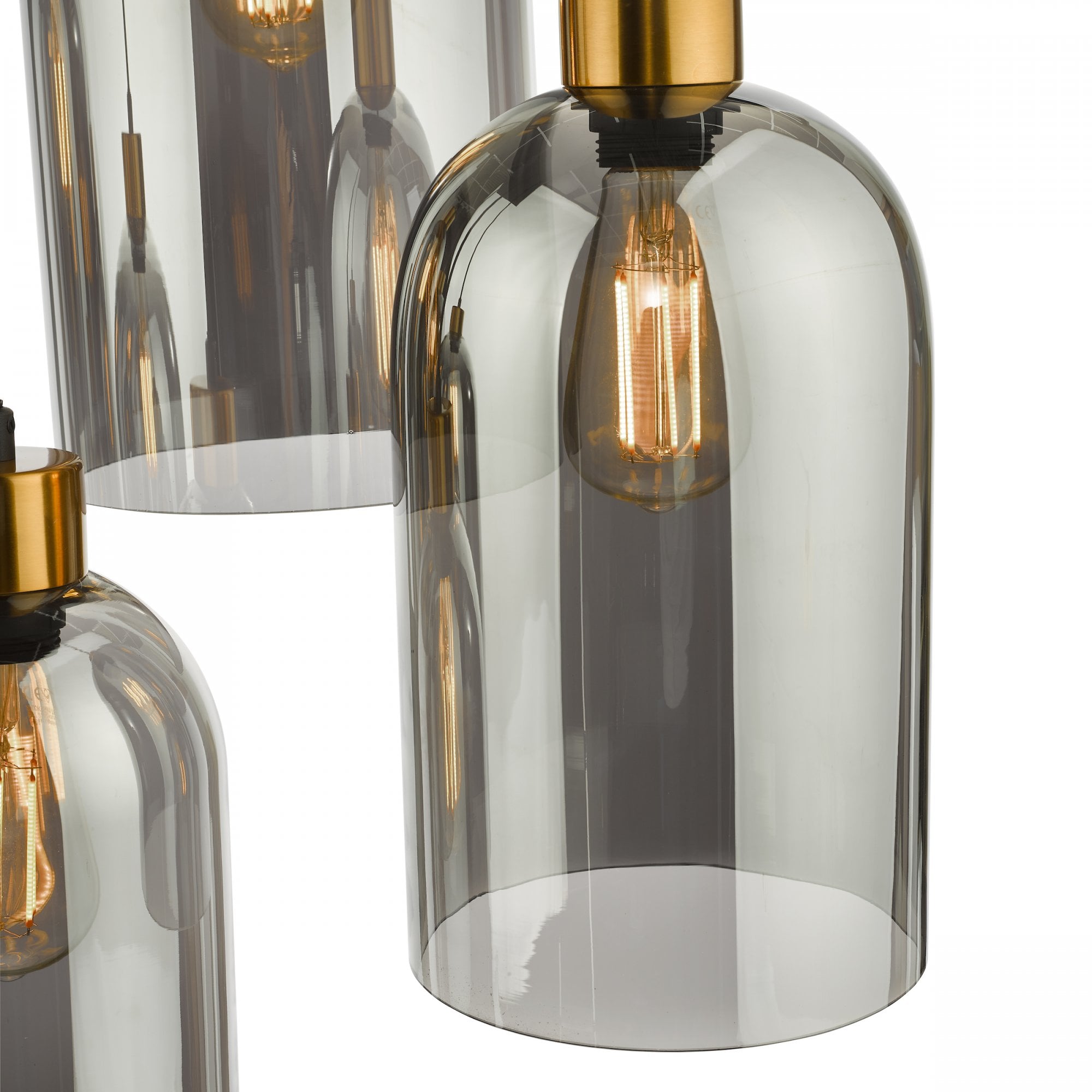 Alma 6 Light Bar Ceiling Pendant Light In Matt Black With Smoked Glass Shades ALM6422