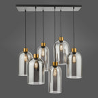 Alma 6 Light Bar Ceiling Pendant Light In Matt Black With Smoked Glass Shades ALM6422