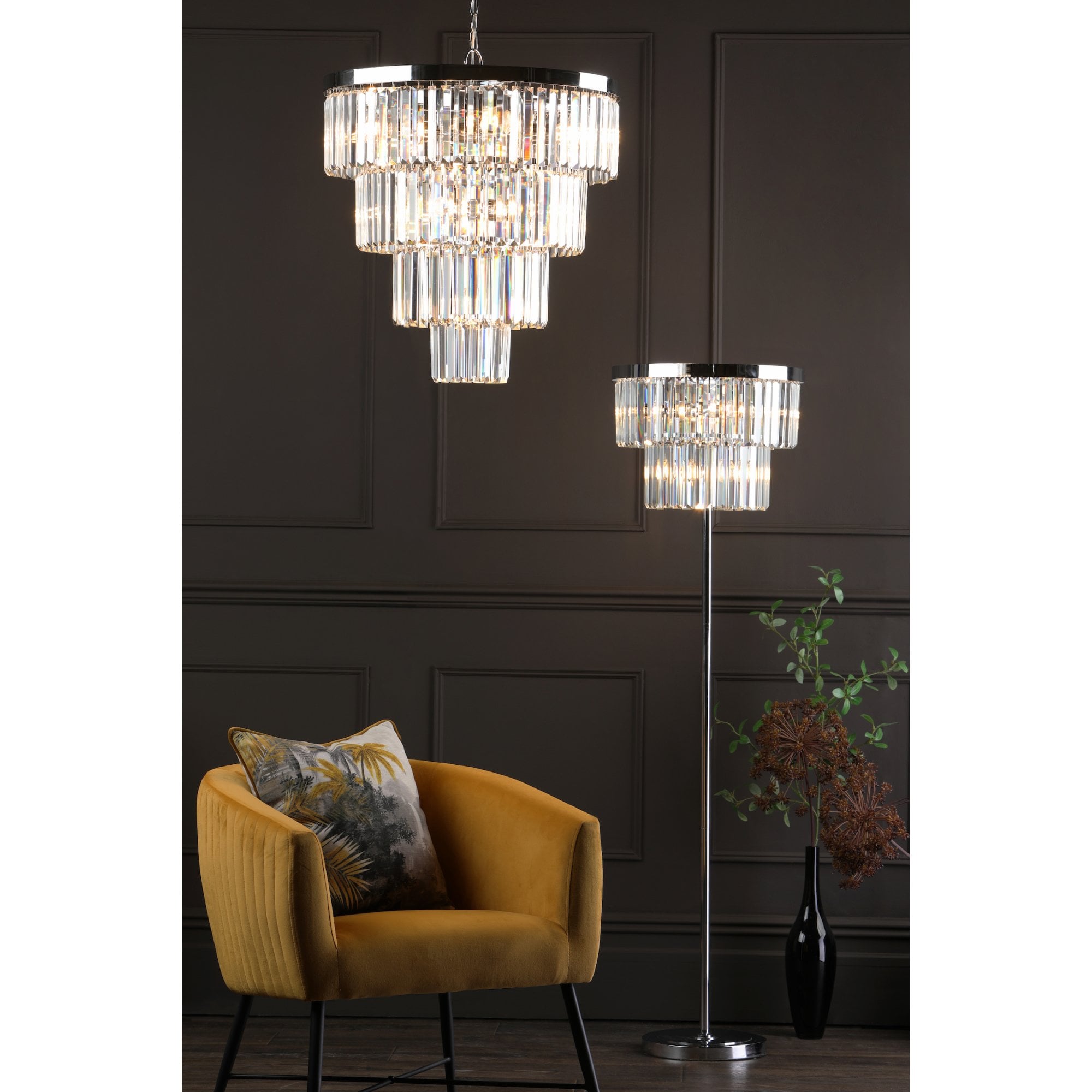 Angel 6 Light Crystal Floor Lamp In Polished Chrome Finish ANG4908