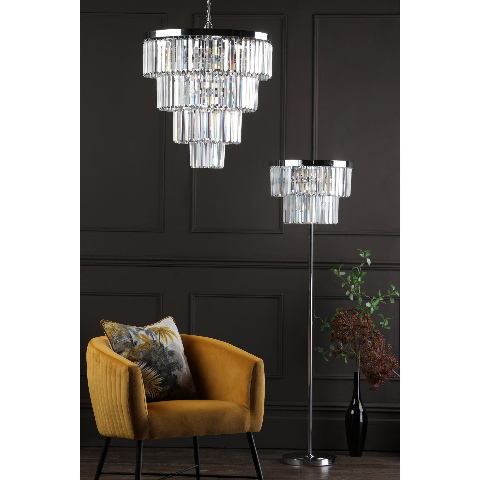 Angel 6 Light Crystal Floor Lamp In Polished Chrome Finish ANG4908