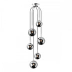 Nico 6 Light Modern Cluster Pendant In Polished Chrome With Smoked Glass NIC0650