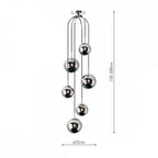 Nico 6 Light Modern Cluster Pendant In Polished Chrome With Smoked Glass NIC0650