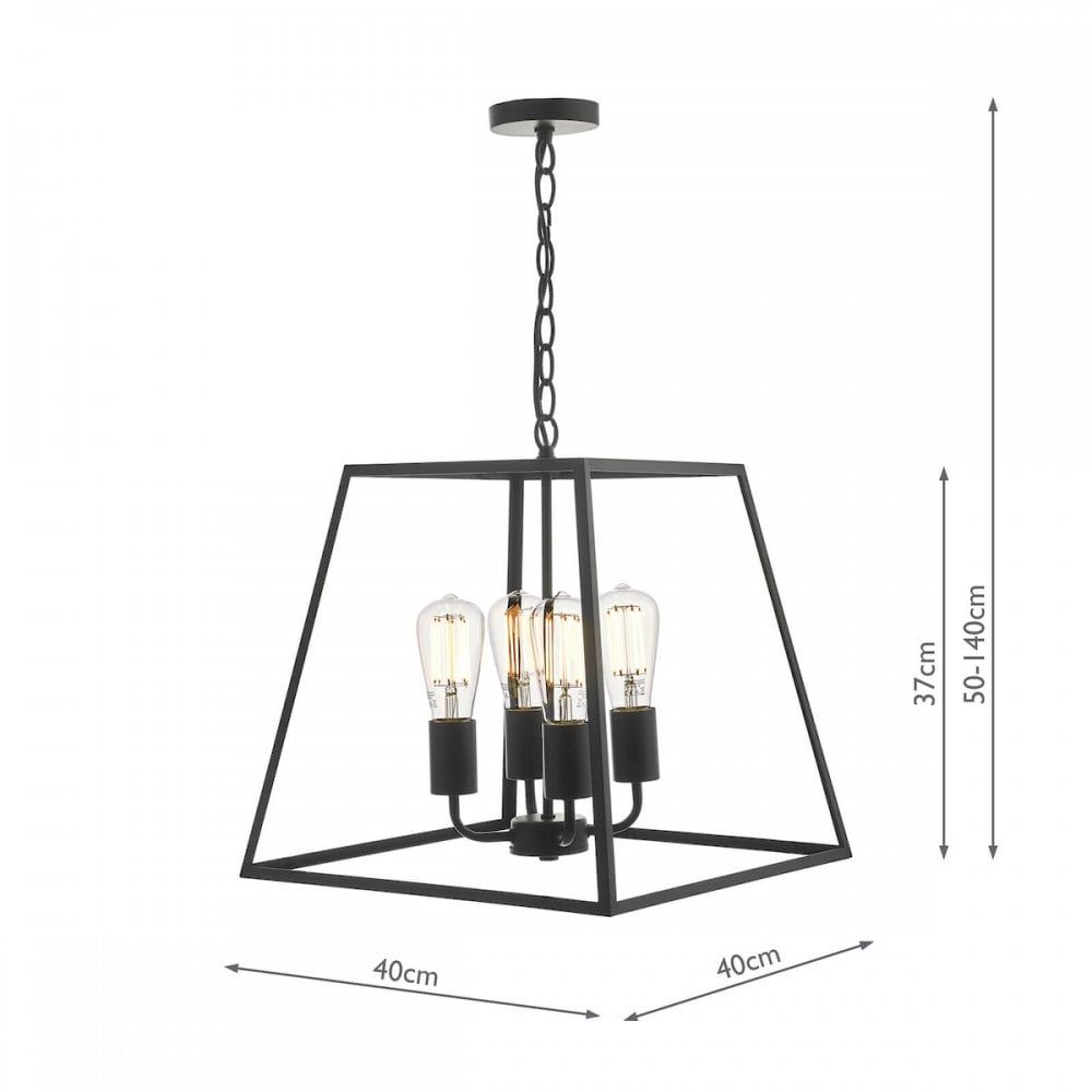 Academy Classic 4 Light Ceiling Lantern In Black Finish ACA8622