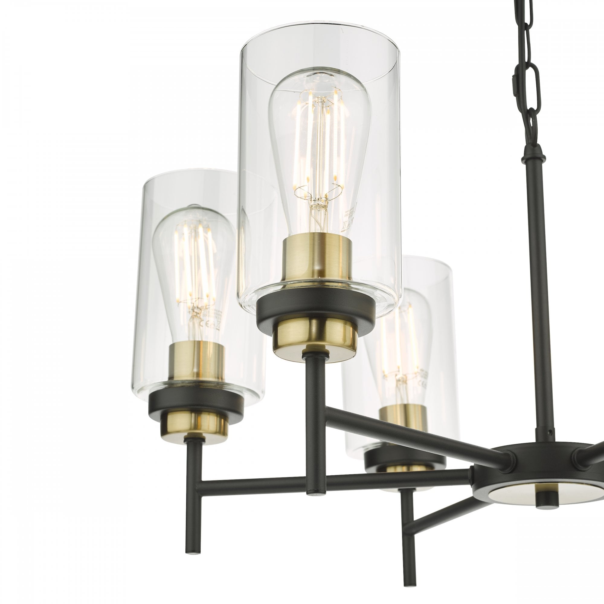 Abel Industrial 6 Light Ceiling Pendant Light In Satin Black With Glass Shades ABE0654