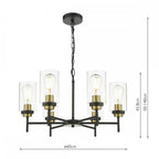 Abel Industrial 6 Light Ceiling Pendant Light In Satin Black With Glass Shades ABE0654