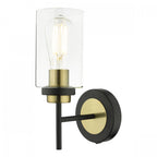 Abel Industrial Single Wall Light In Satin Black With Glass Shade ABE0754