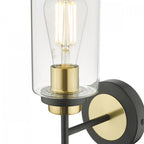 Abel Industrial Single Wall Light In Satin Black With Glass Shade ABE0754