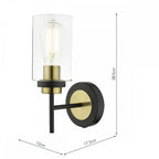 Abel Industrial Single Wall Light In Satin Black With Glass Shade ABE0754